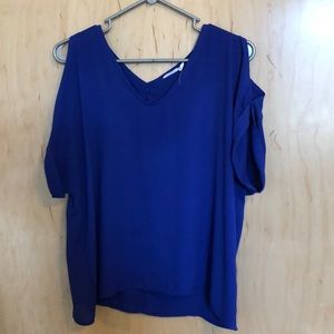 Purple Shoulder Cutout Sheer Shirt